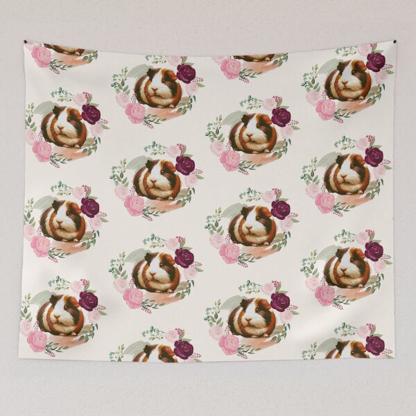 Item preview, Cute Guinea Pig with Roses – Floral Art designed and sold by happiecatstore.