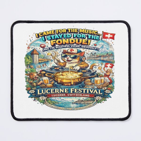 Item preview, Lucerne Festival Switzerland Funny Fondue Cat T-Shirt | Music Lover Travel Graphic Tee | Swiss Festival Humor Gift designed and sold by Sushikidsntoddlers.