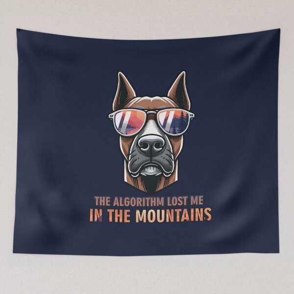 Item preview, Digital Detox Doberman - The algorithm lost me in the mountains designed and sold by GraphicComet.