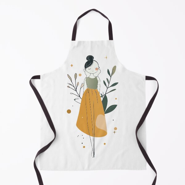 Item preview, Minimalist Girl in Mustard Skirt & Green Top Botanical Art designed and sold by BestChoiceService.