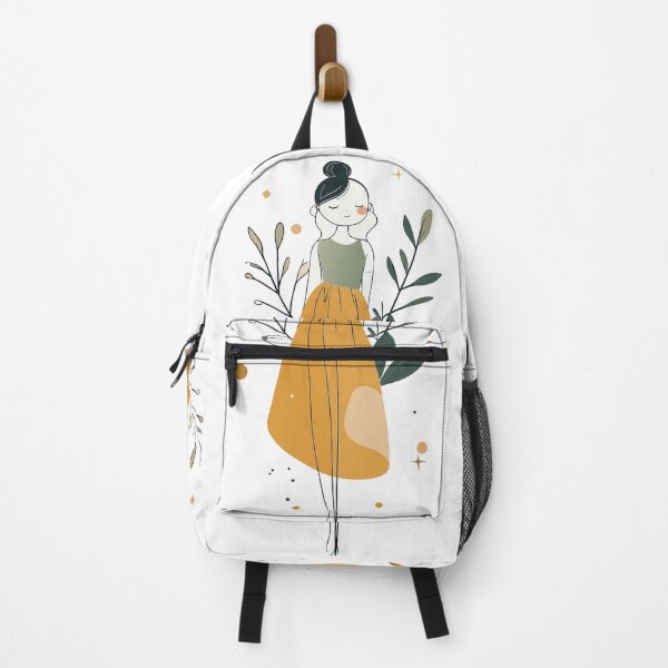 Item preview, Minimalist Girl in Mustard Skirt & Green Top Botanical Art designed and sold by BestChoiceService.