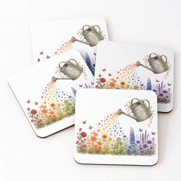 Item preview, Rainbow flowers with watering can designed and sold by KLflorals.