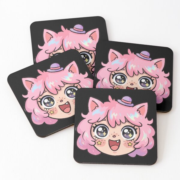 Item preview, Pink Cat Ear Girl Sparkling Stars designed and sold by Emegan Print Art.