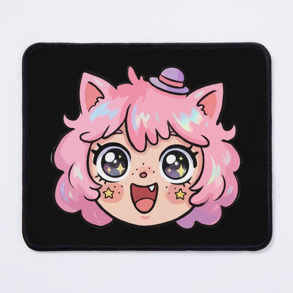 Item preview, Pink Cat Ear Girl Sparkling Stars designed and sold by Emegan Print Art.