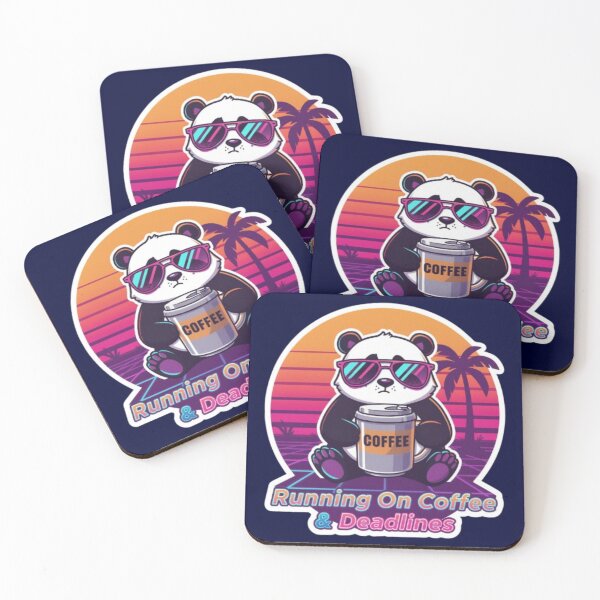 Item preview, Retro Panda Running On Coffee & Deadlines Sticker designed and sold by Chromatic Artistry.