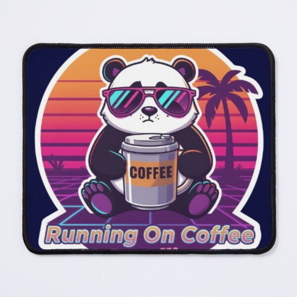 Item preview, Retro Panda Running On Coffee & Deadlines Sticker designed and sold by Chromatic Artistry.