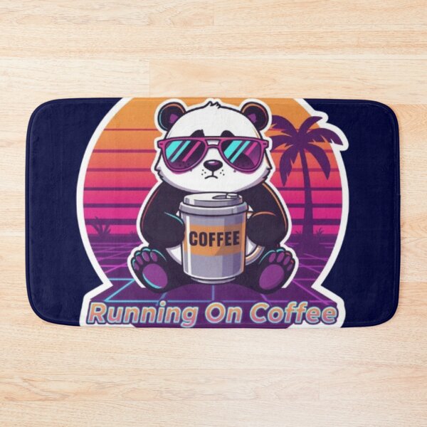 Item preview, Retro Panda Running On Coffee & Deadlines Sticker designed and sold by Chromatic Artistry.