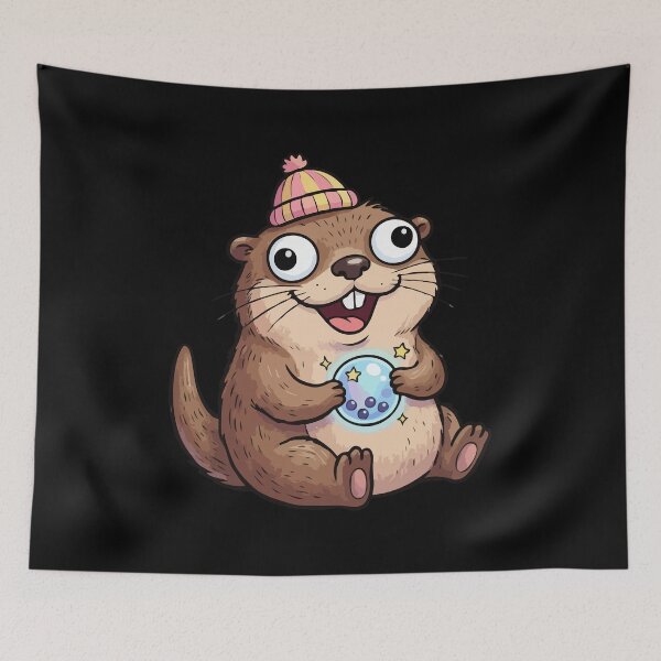 Item preview, Chibi Beanie Otter with Magical Orb designed and sold by Emegan Print Art.