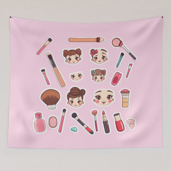 Item preview, Kawaii Makeup Artist Sticker Set – Cute Girls & Beauty Tools designed and sold by Yasmine Mohammed.