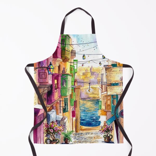Item preview, Vintage Mediterranean Village Street Watercolor Illustration designed and sold by posteriocrew.