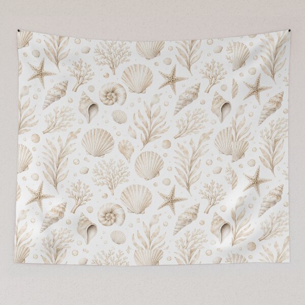 Item preview, White Beige Shells Art designed and sold by AureliasDesignStudio.