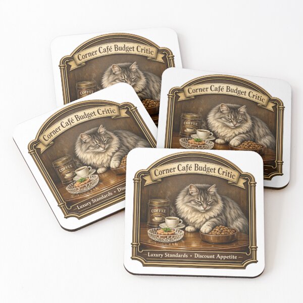 Item preview, Corner Café Budget Critic Funny Cat Coffee Lover Design designed and sold by YMLux.
