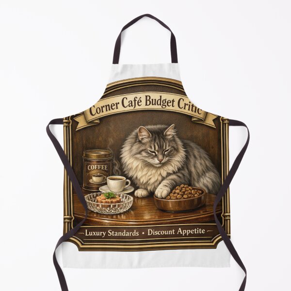 Item preview, Corner Café Budget Critic Funny Cat Coffee Lover Design designed and sold by YMLux.