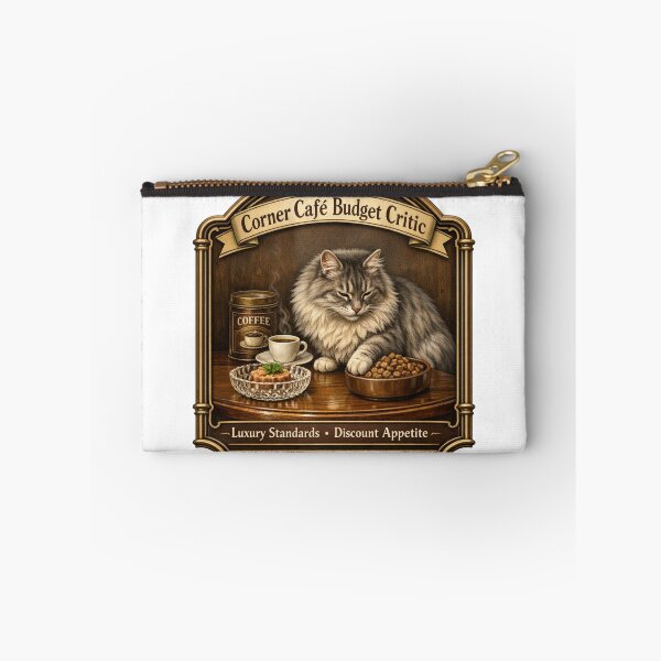 Item preview, Corner Café Budget Critic Funny Cat Coffee Lover Design designed and sold by YMLux.