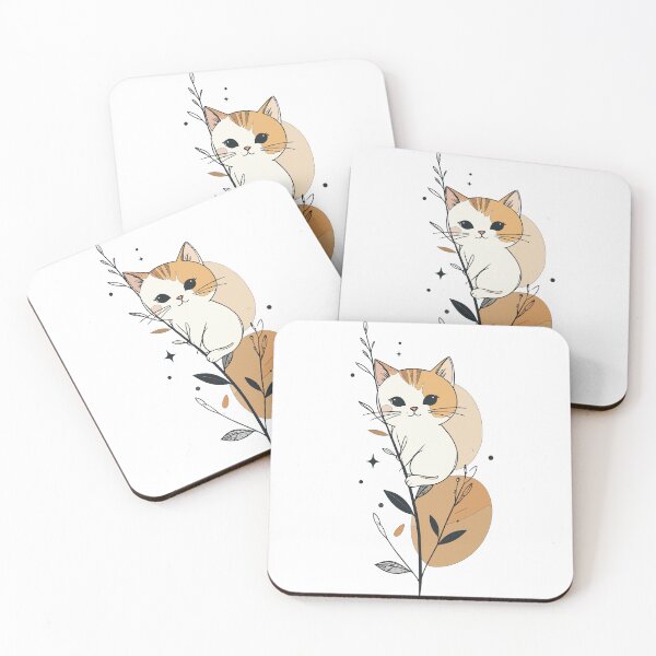 Item preview, Minimalist Cute Kitten on Botanical Branch Celestial Wall Art designed and sold by BestChoiceService.