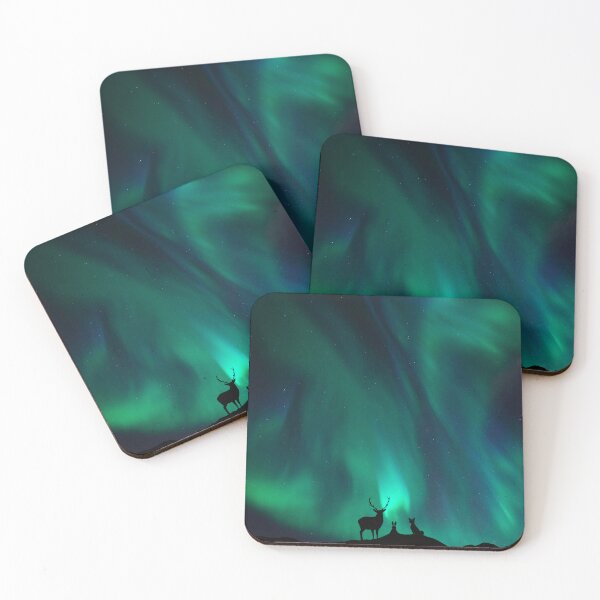 Item preview, Forest Animals Watching Northern Lights designed and sold by humnoo.