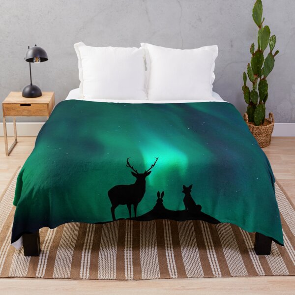 Item preview, Forest Animals Watching Northern Lights designed and sold by humnoo.