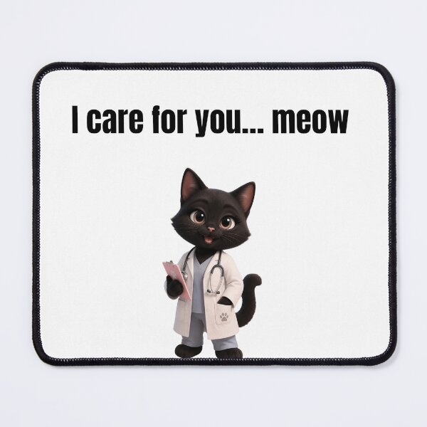 Item preview, I Care For You Meow - Cute 3D Black Doctor Cat designed and sold by PeplumiArt.