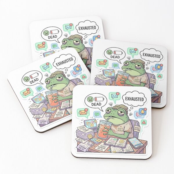 Item preview, Exhausted Iced Coffee Frog - Chaotic Burnout  designed and sold by SoftAuraStudi0.