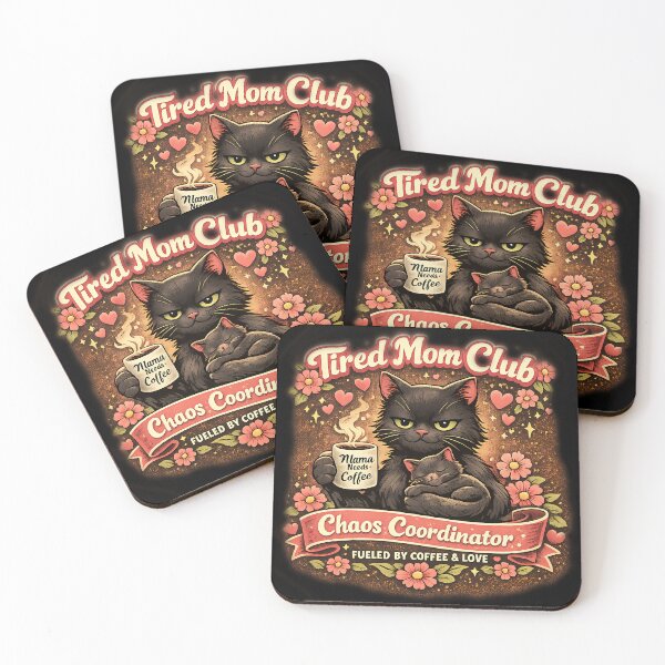 Item preview, Tired Mom Club - Chaos Coordinator Black Cat & Coffee Vintage  designed and sold by Cutie Galore.