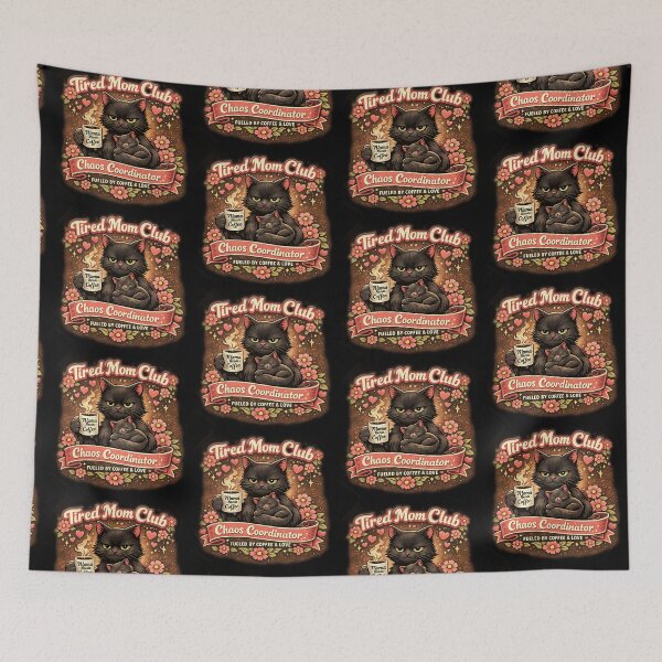 Item preview, Tired Mom Club - Chaos Coordinator Black Cat & Coffee Vintage  designed and sold by Cutie Galore.