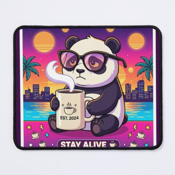 Item preview, Funny Tired Panda Stay Alive Coffee Retro Sticker designed and sold by Chromatic Artistry.