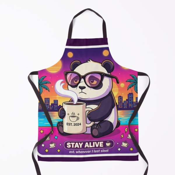 Item preview, Funny Tired Panda Stay Alive Coffee Retro Sticker designed and sold by Chromatic Artistry.