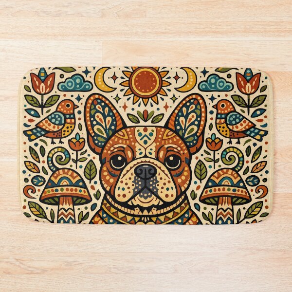 Item preview, Wall Art - Postcard - FOLK ART - Bohemian French Bulldog Charm designed and sold by ForeverPrintsOK.