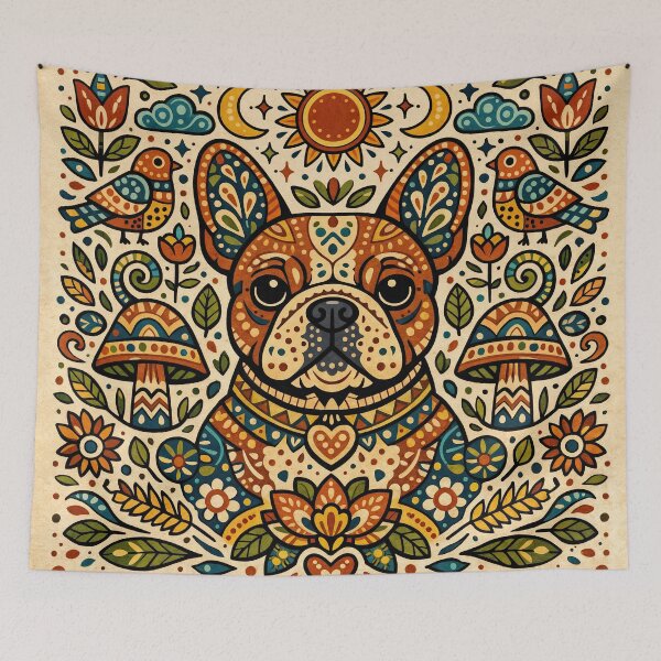 Item preview, Wall Art - Postcard - FOLK ART - Bohemian French Bulldog Charm designed and sold by ForeverPrintsOK.