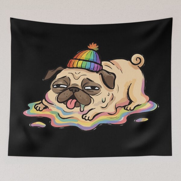 Item preview, Rainbow Beanie Melting Dog designed and sold by Emegan Print Art.