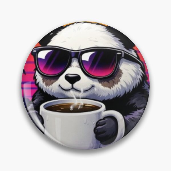 Item preview, Kawaii Panda 80s Aesthetic Synthwave Coffee Quote designed and sold by Chromatic Artistry.