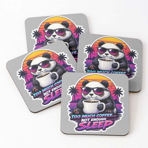 Item preview, Kawaii Panda 80s Aesthetic Synthwave Coffee Quote designed and sold by Chromatic Artistry.
