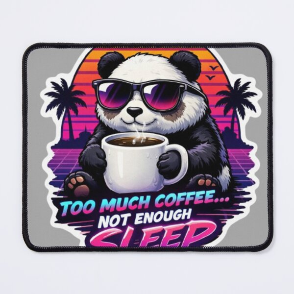 Item preview, Kawaii Panda 80s Aesthetic Synthwave Coffee Quote designed and sold by Chromatic Artistry.