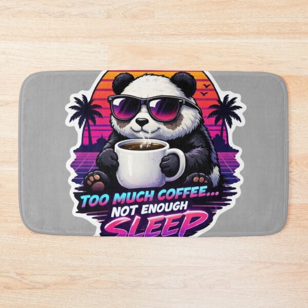 Item preview, Kawaii Panda 80s Aesthetic Synthwave Coffee Quote designed and sold by Chromatic Artistry.