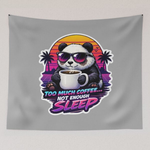 Item preview, Kawaii Panda 80s Aesthetic Synthwave Coffee Quote designed and sold by Chromatic Artistry.