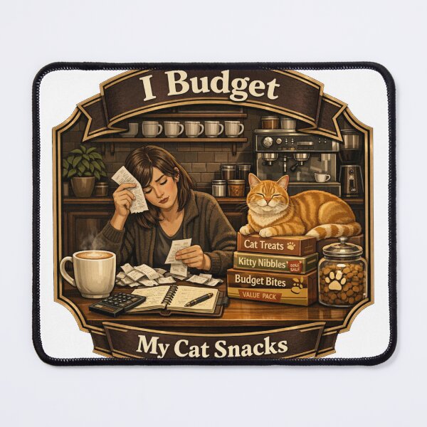 Item preview, I Budget My Cat Snacks Funny Cat Coffee Lover Design designed and sold by YMLux.