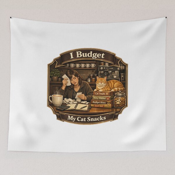 Item preview, I Budget My Cat Snacks Funny Cat Coffee Lover Design designed and sold by YMLux.