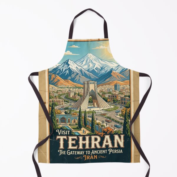 Item preview, Vintage Tehran Travel Poster - Azadi Tower & Alborz Mountains Iran Retro Art designed and sold by ArtworkNorth.