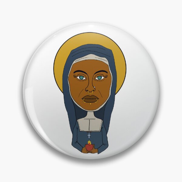 Item preview, Drawing of a black nun with piercings and green eyes. designed and sold by Eric Sintès.