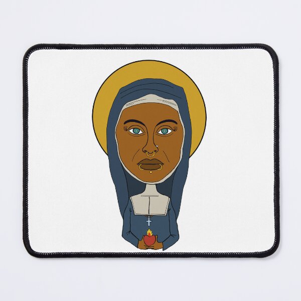 Item preview, Drawing of a black nun with piercings and green eyes. designed and sold by Eric Sintès.