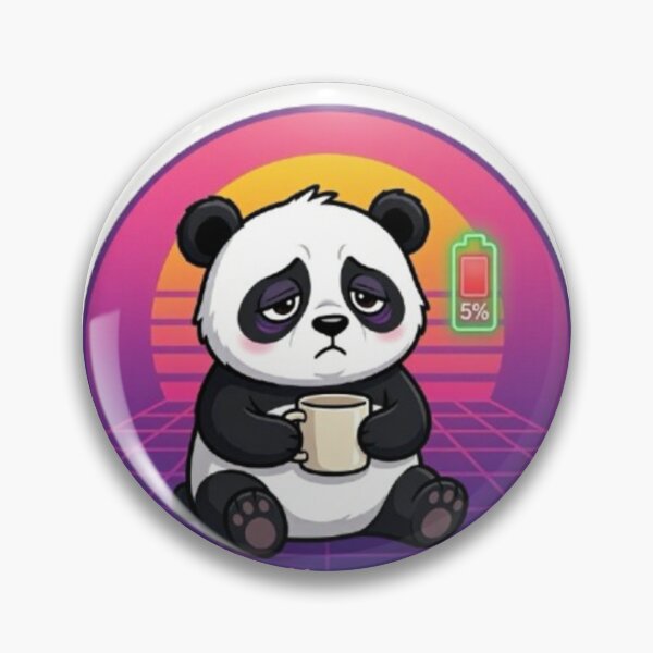 Item preview, Low Battery Human Funny Panda Coffee Sticker designed and sold by Chromatic Artistry.