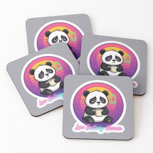 Item preview, Low Battery Human Funny Panda Coffee Sticker designed and sold by Chromatic Artistry.