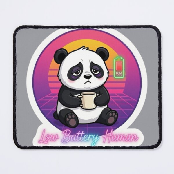 Item preview, Low Battery Human Funny Panda Coffee Sticker designed and sold by Chromatic Artistry.