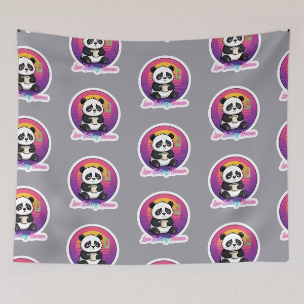 Item preview, Low Battery Human Funny Panda Coffee Sticker designed and sold by Chromatic Artistry.
