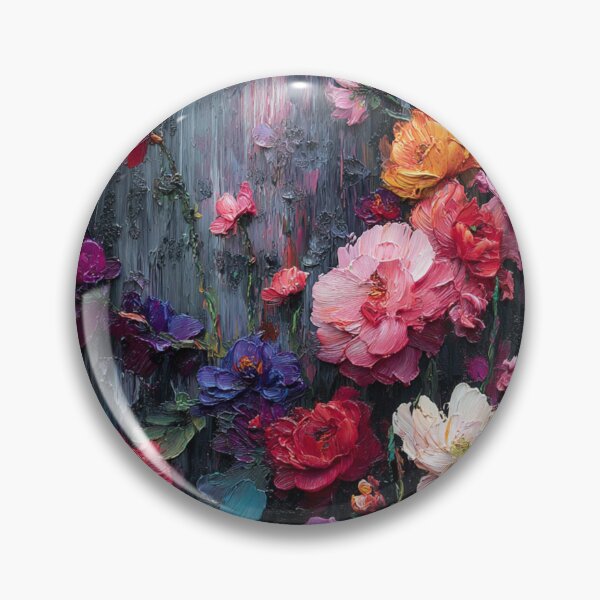 Item preview, Textured flower oil painting dark hues designed and sold by dcrc.