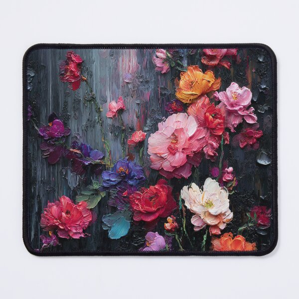 Item preview, Textured flower oil painting dark hues designed and sold by dcrc.