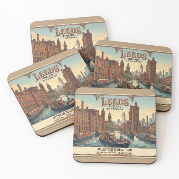 Item preview, Vintage Leeds England Travel Poster - Industrial Charm Canal Art designed and sold by ArtworkNorth.