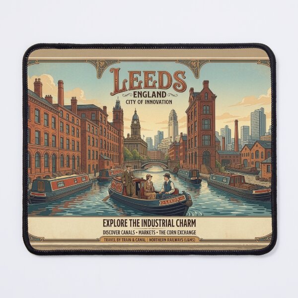 Item preview, Vintage Leeds England Travel Poster - Industrial Charm Canal Art designed and sold by ArtworkNorth.