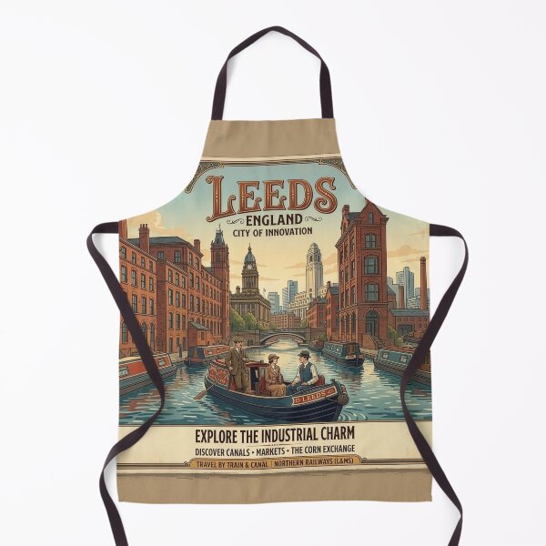 Item preview, Vintage Leeds England Travel Poster - Industrial Charm Canal Art designed and sold by ArtworkNorth.