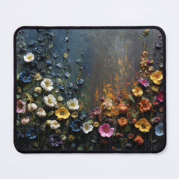 Item preview, Textured flower oil painting dark hues designed and sold by dcrc.